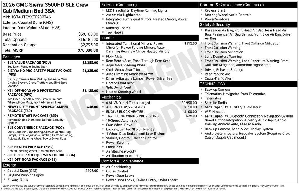 2026 GMC Sierra 3500 HD SLE
