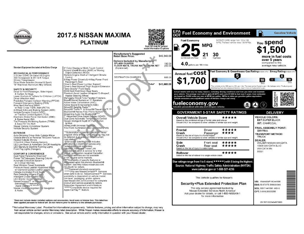 2017 Nissan Maxima Platinum