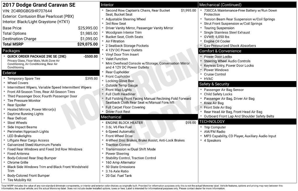 2017 Dodge Grand Caravan SE
